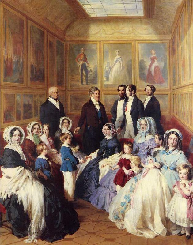 Franz Xaver Winterhalter Queen Victoria and Prince Albert with the Family of King Louis Philippe at the Chateau D'Eu oil painting image